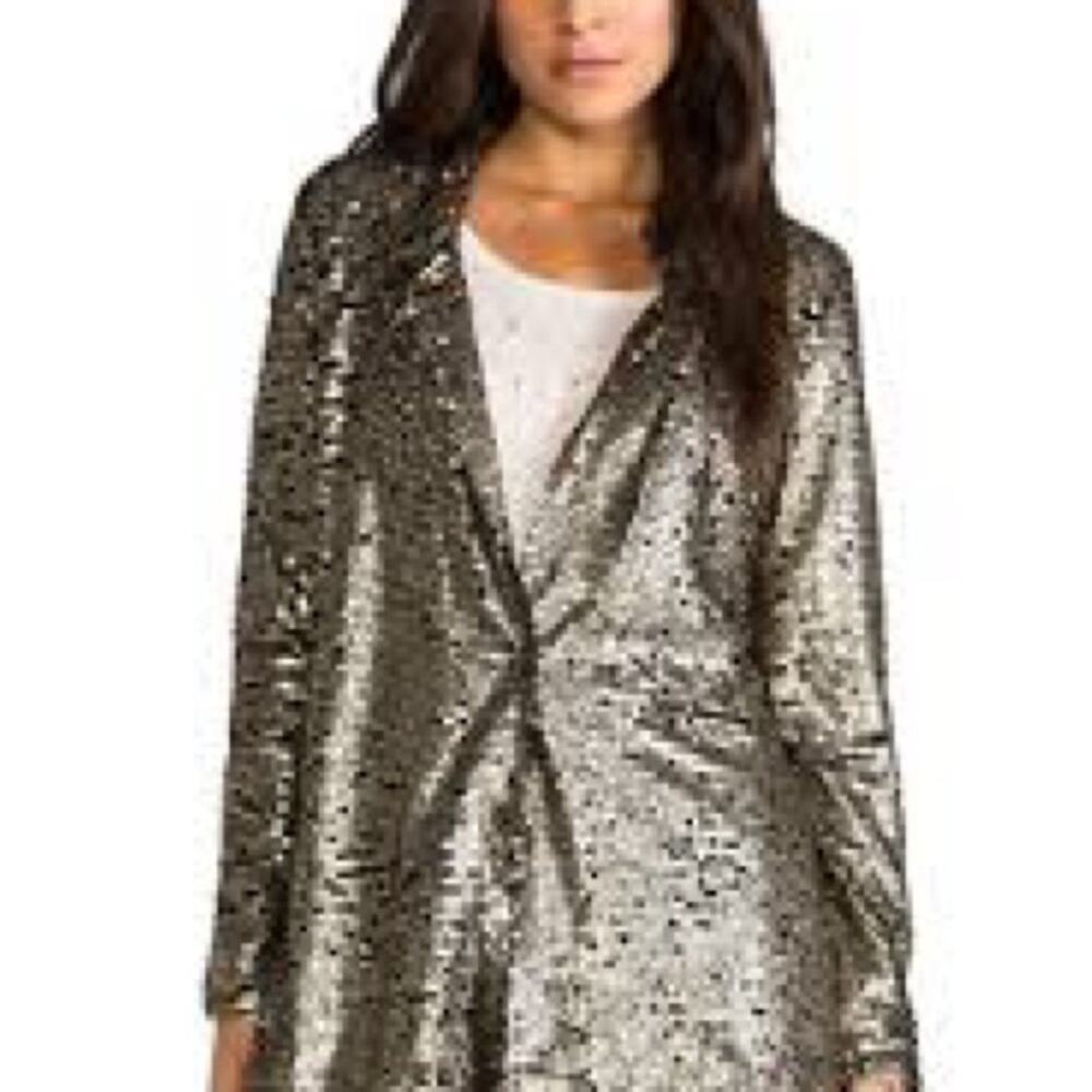 FREE PEOPLE Stardust Lace Tarnished Sequin Boho Blazer Jacket Women’s Size XS - Picture 2 of 13